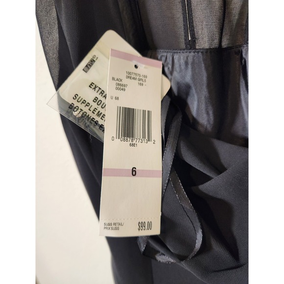 NWT Evan-Picone Embellished Rhinestone Black Illusion Chiffon Cocktail Dress 6 - Picture 7 of 8